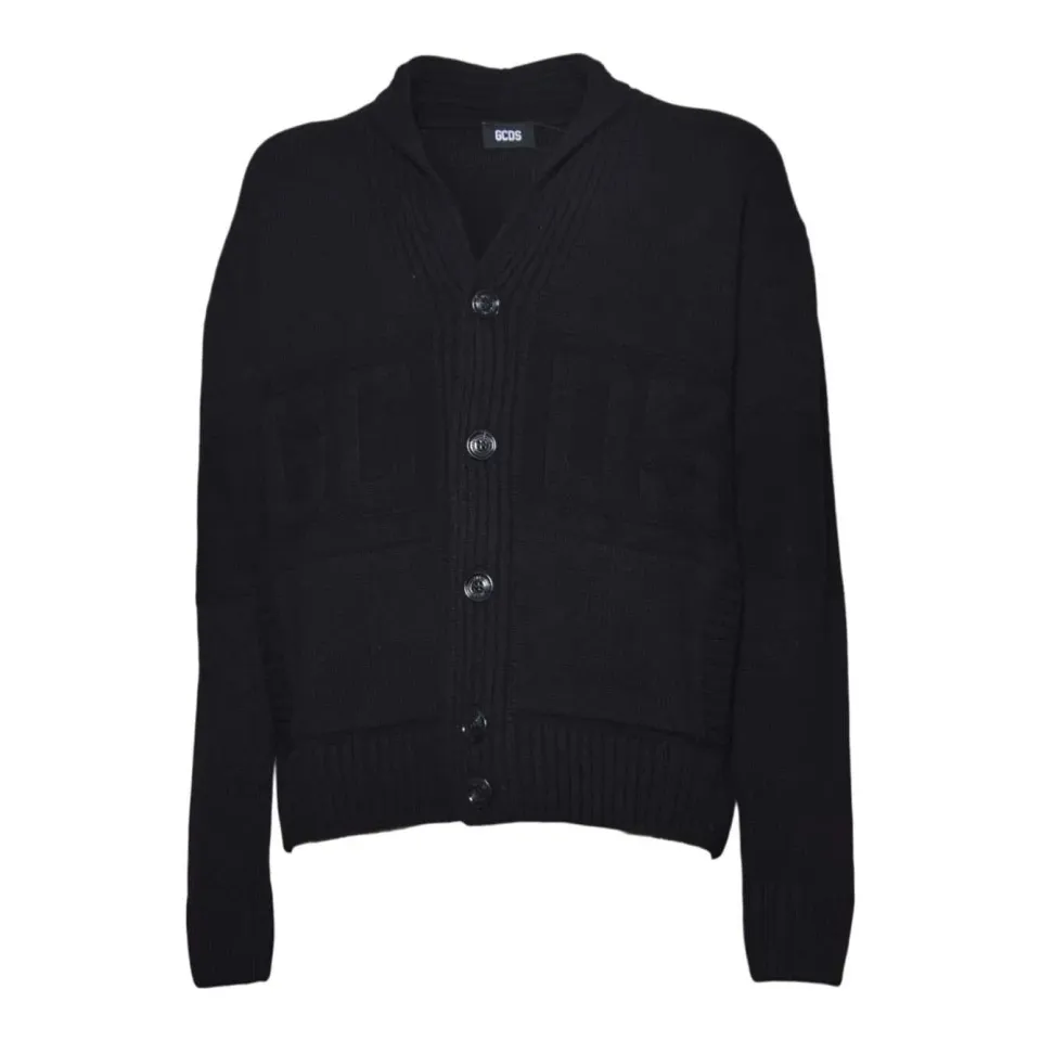 GCDS B2CM1804KI8 cardigan nero logo bottoni XS-S-M-L
