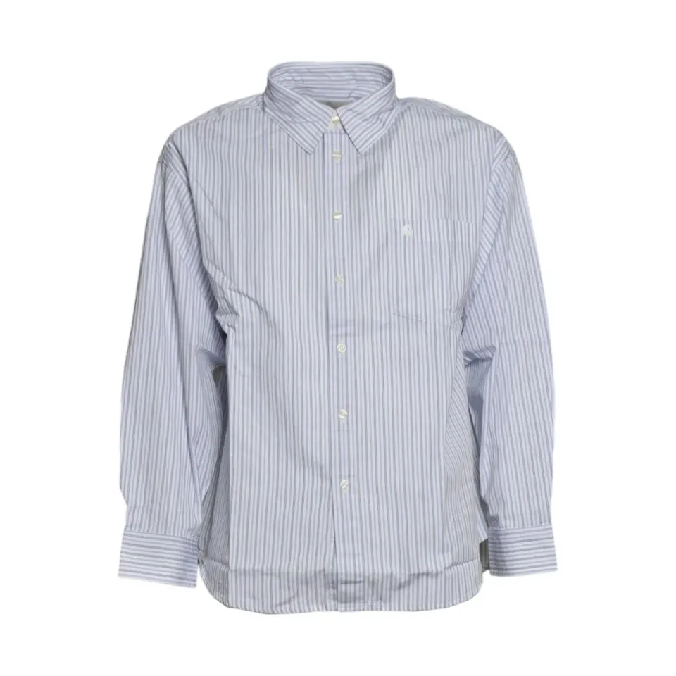 Carhartt WIP I036796 Keene camicia bianco azzurro