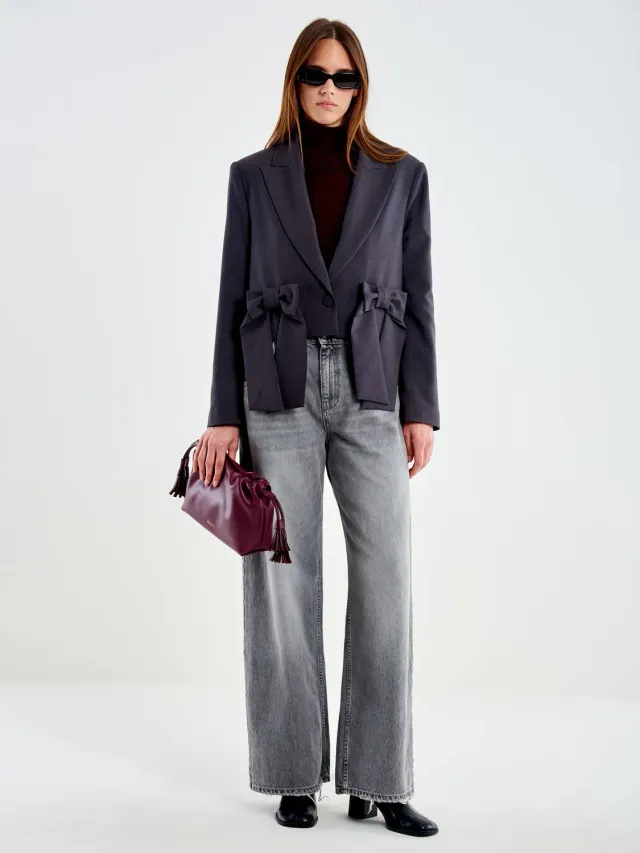 VICOLO Blazer Corto con Fiocchi blazer grigio S M L