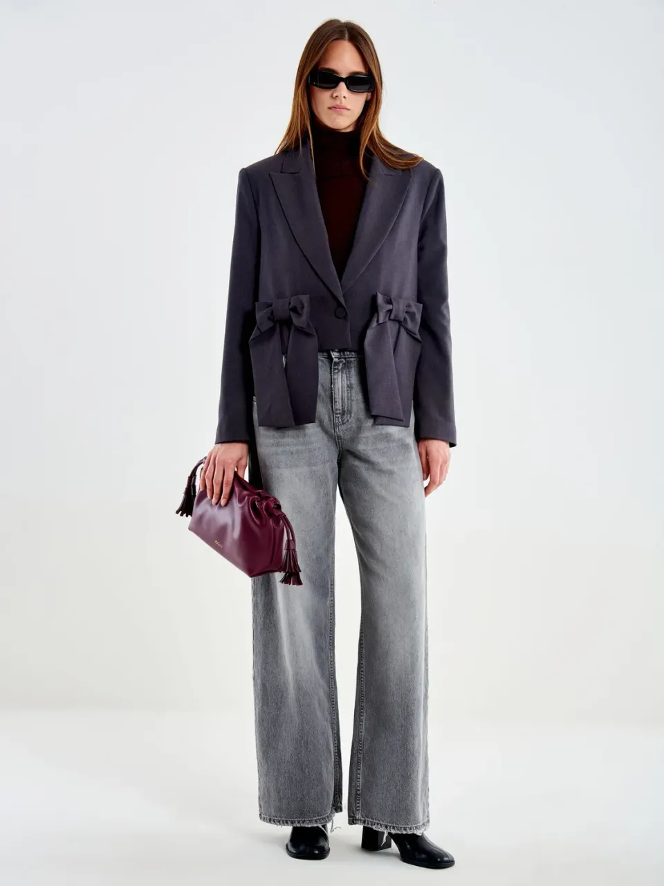VICOLO Blazer Corto con Fiocchi blazer grigio S M L