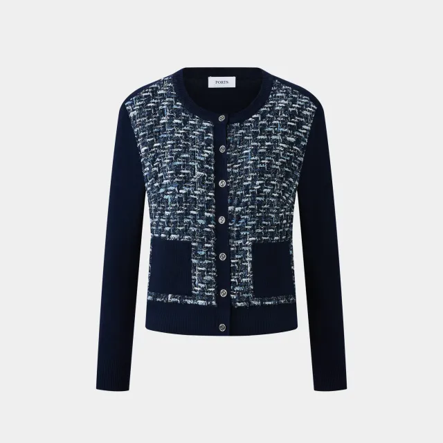 PORTS Tweed LQ9K044RKF024 cardigan tweed blu navy