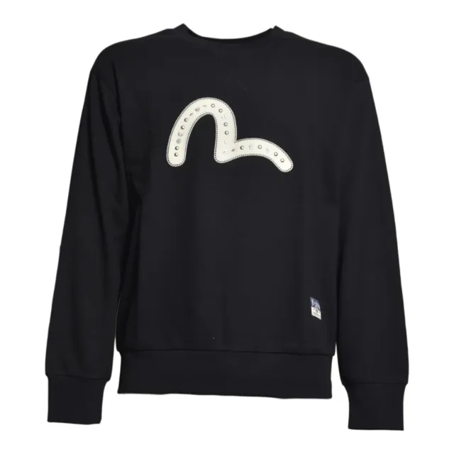 Evisu Seagull 2ESHTM6SW1064 felpa nera XL cotone