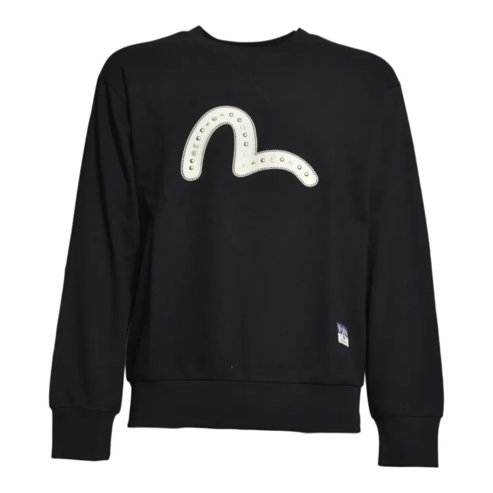 Evisu Seagull 2ESHTM6SW1064 felpa nera XL cotone