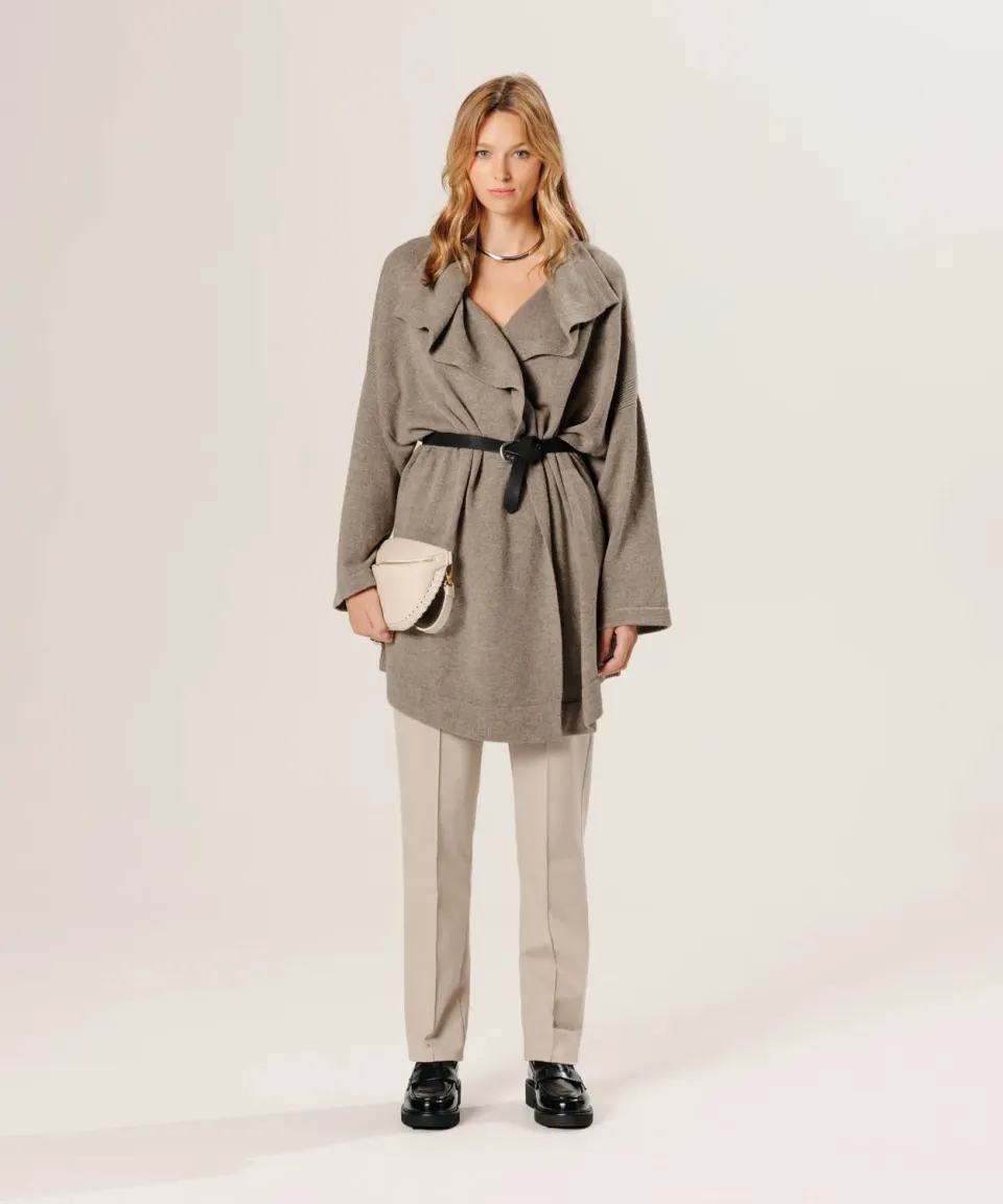 Rodier cappotto lungo lana merino tortora