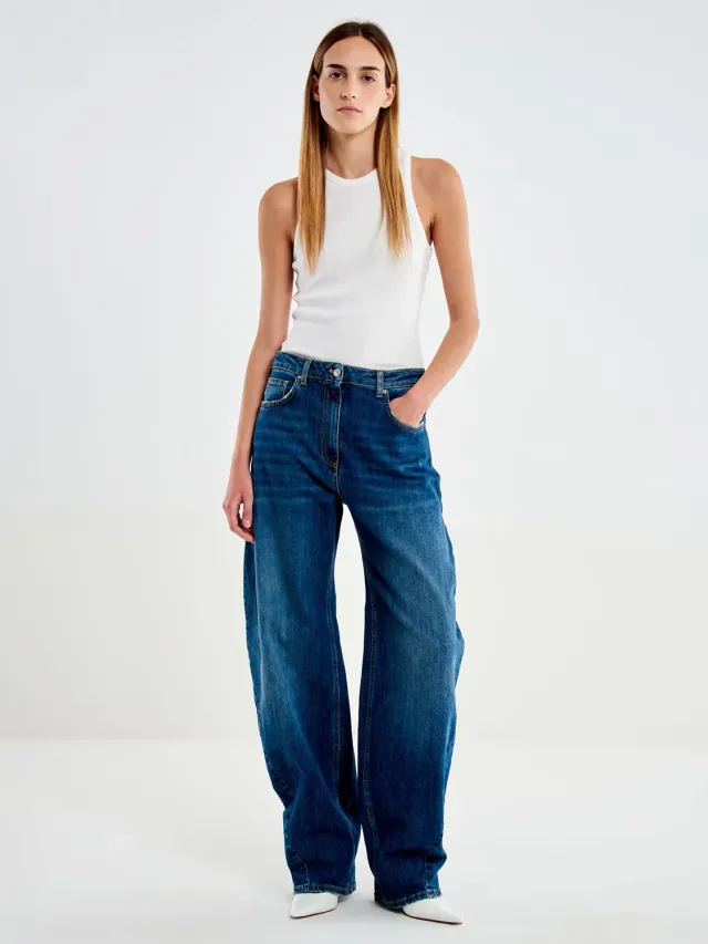 Vicolo Diana jeans barrel ovetto blu denim
