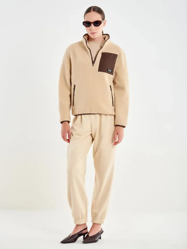 Vicolo Felpa in Teddy Collo Camionneur Beige