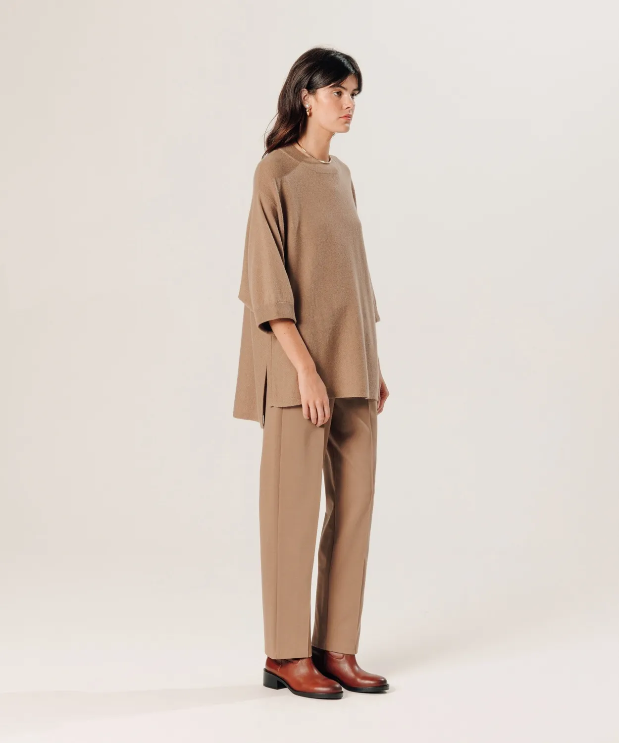 Rodier Poncho Cashmere Donna Cammello Maniche 3/4