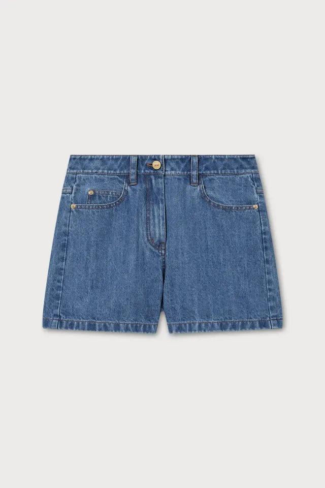 PORTS 1961 shorts denim indaco vita alta classici
