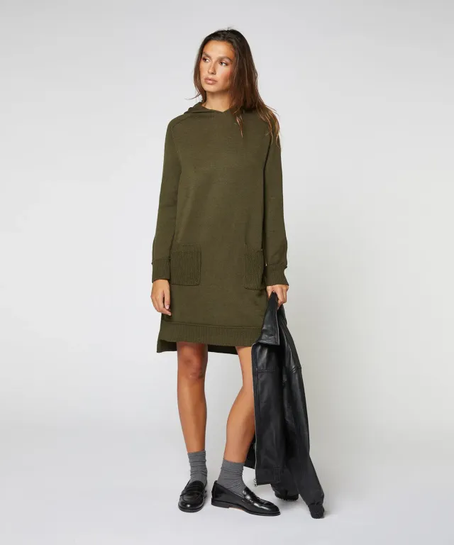 Rodier Abito maglione con cappuccio kaki S-XL