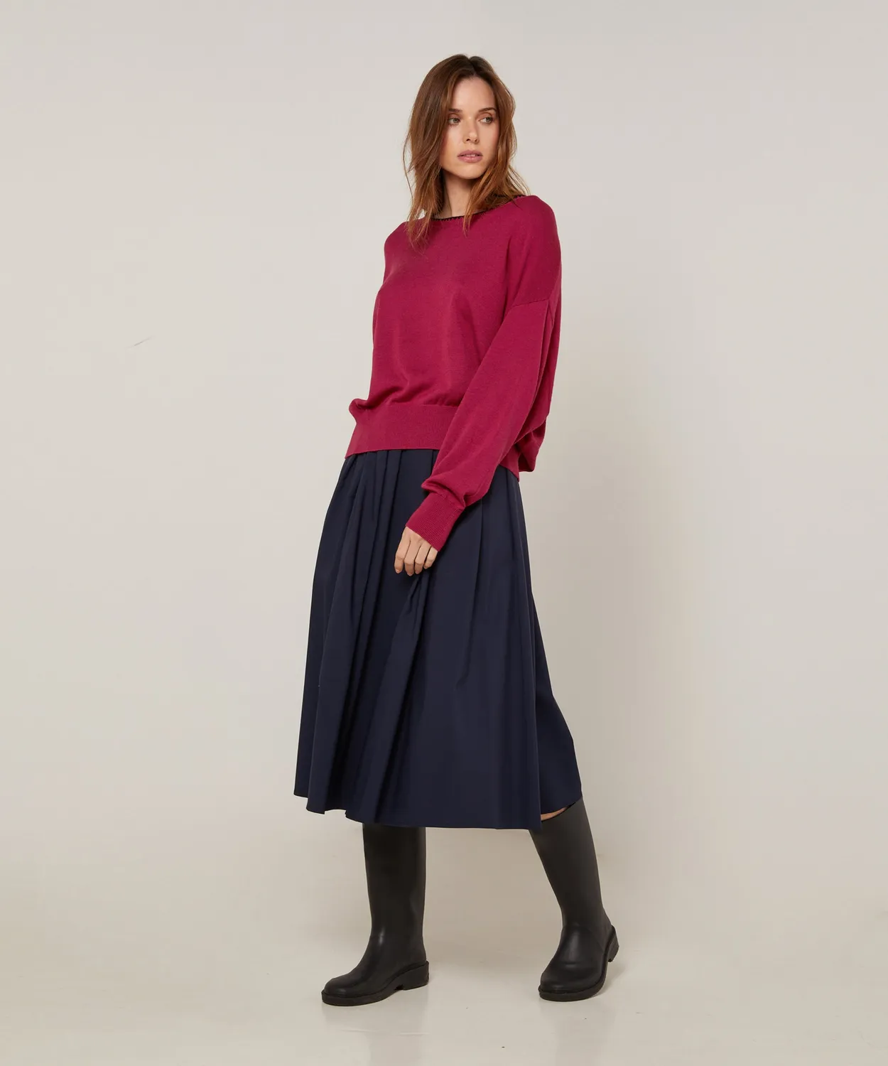 Rodier maglione girocollo maglia fine granata donna