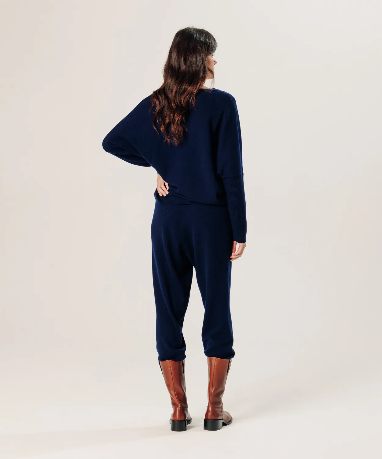 Rodier Maglione cashmere blu navy oversize scollo V