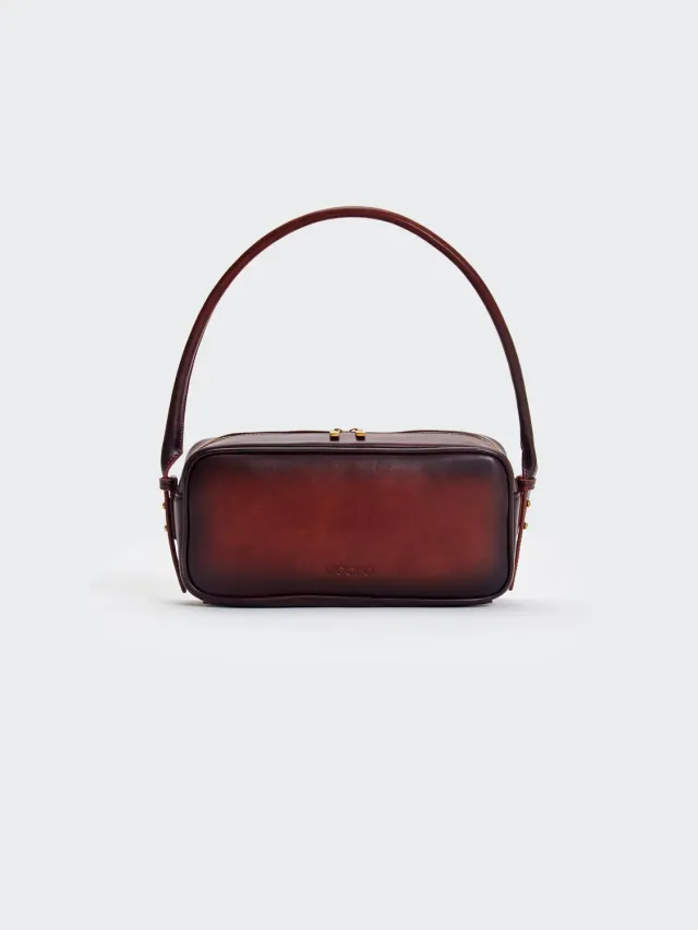 Vicolo Trunk bauletto nero-marrone in ecopelle a spalla