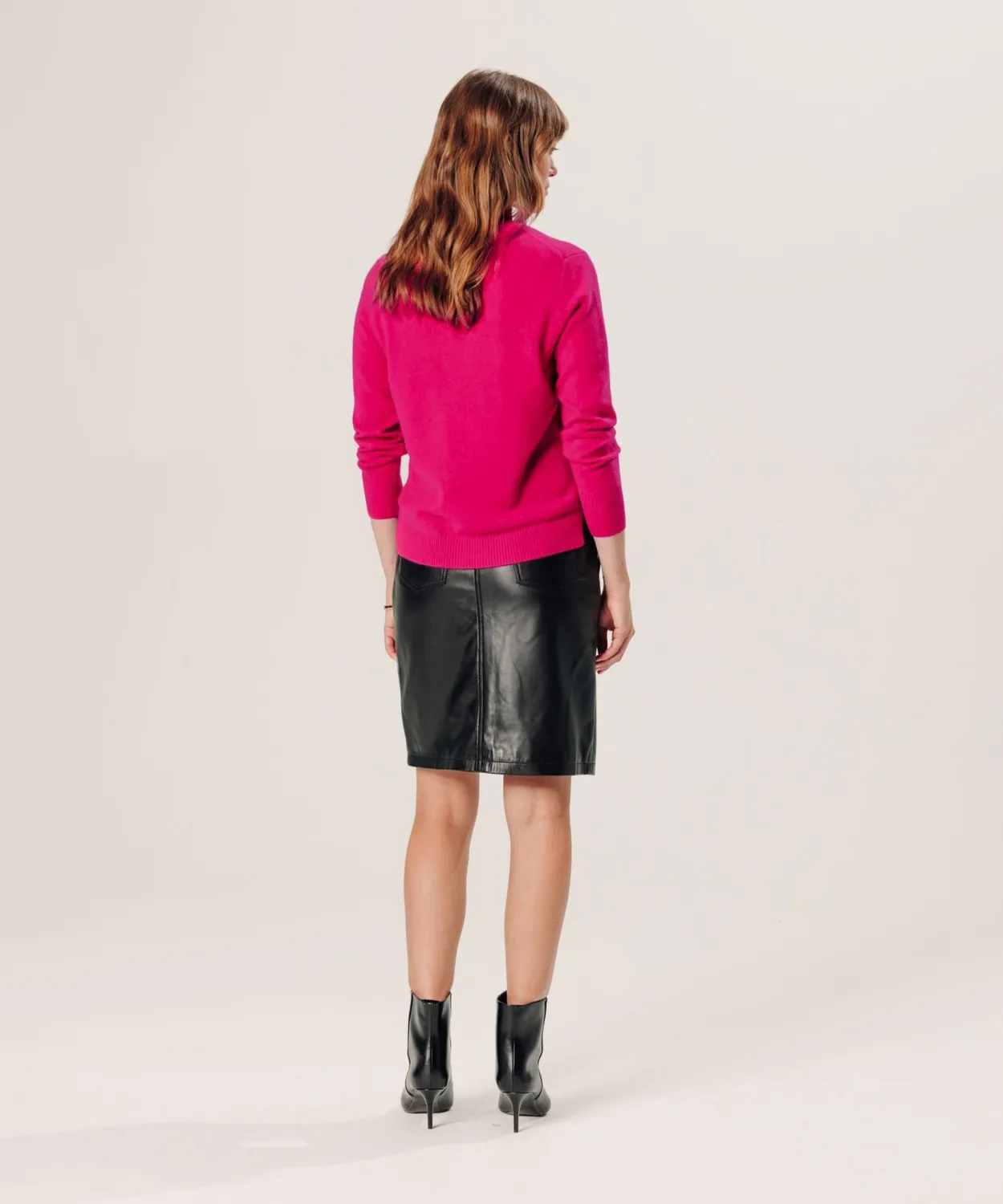 Rodier maglia girocollo cashmere rosa geranio 100% cashmere