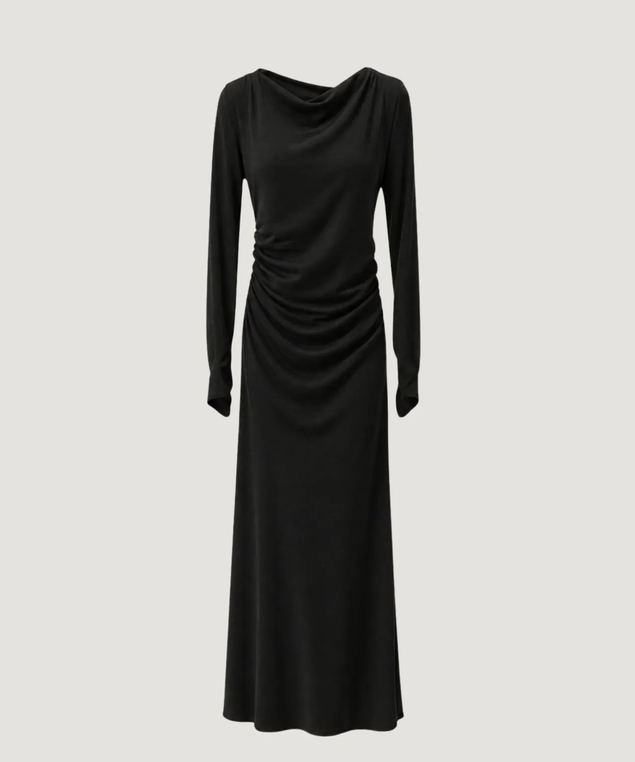 Rodier abito lungo drappeggiato nero maglia