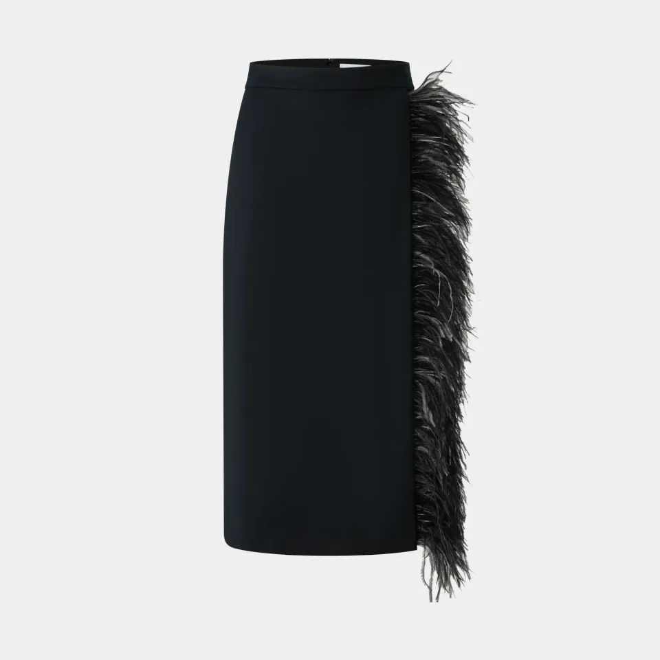 PORTS Black Side Feather gonna nera piume