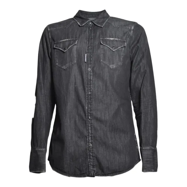 Dsquared2 S71DM0827 S30826 camicia jeans uomo denim nero cotone