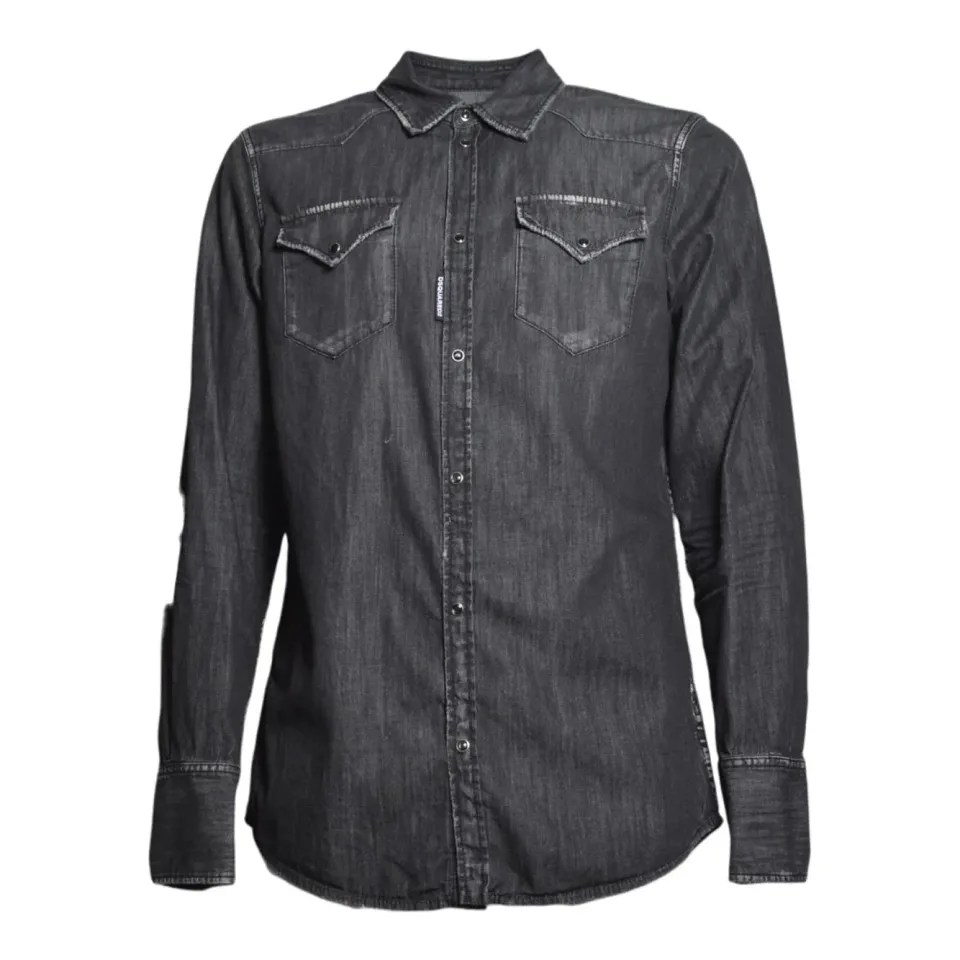 Dsquared2 S71DM0827 S30826 camicia jeans uomo denim nero cotone
