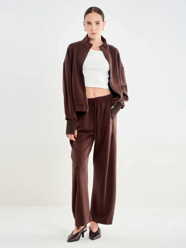 Vicolo Pantalone a Banana Elastico in Vita pantalone fondente