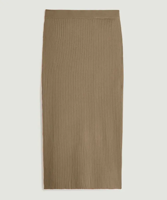 Rodier gonna lunga in maglia cammello donna