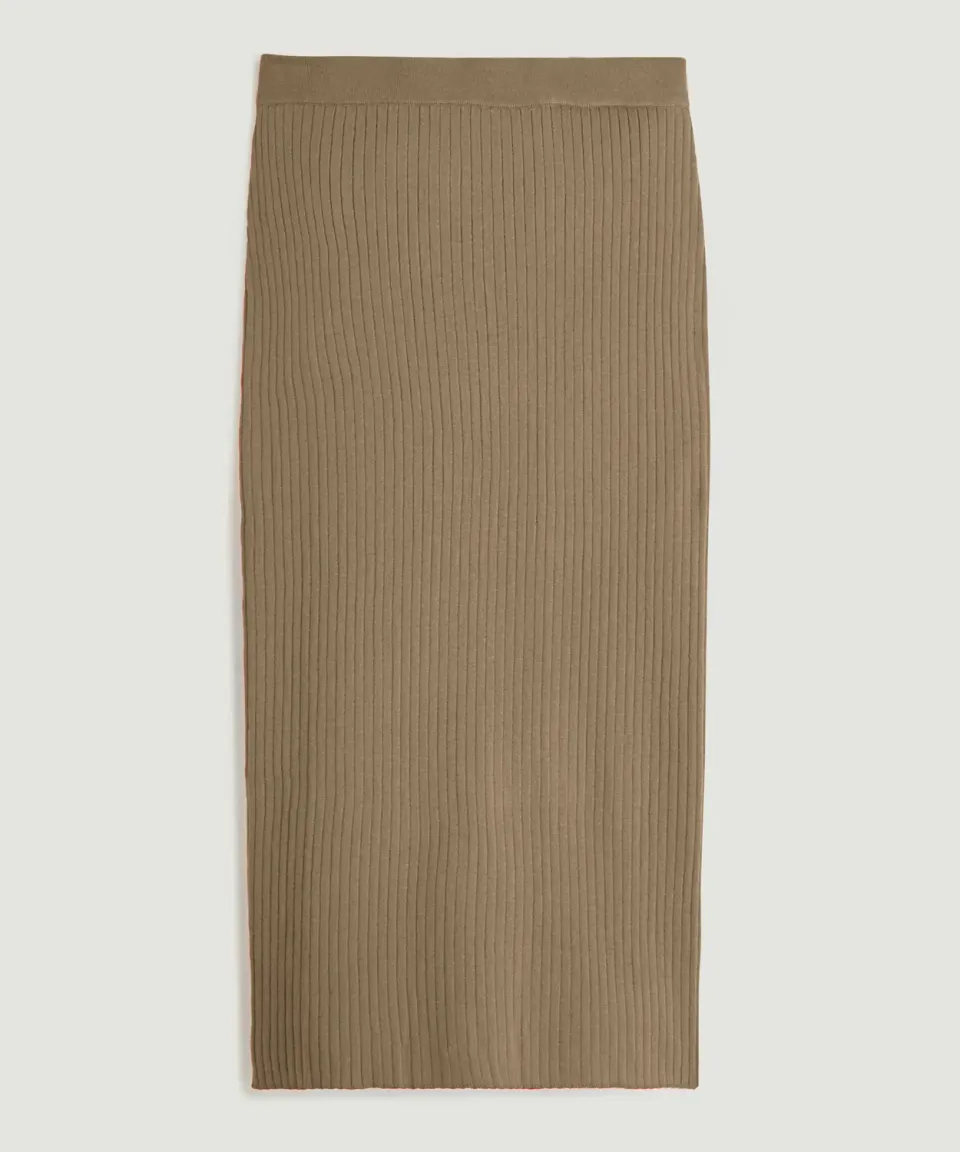Rodier gonna lunga in maglia cammello donna