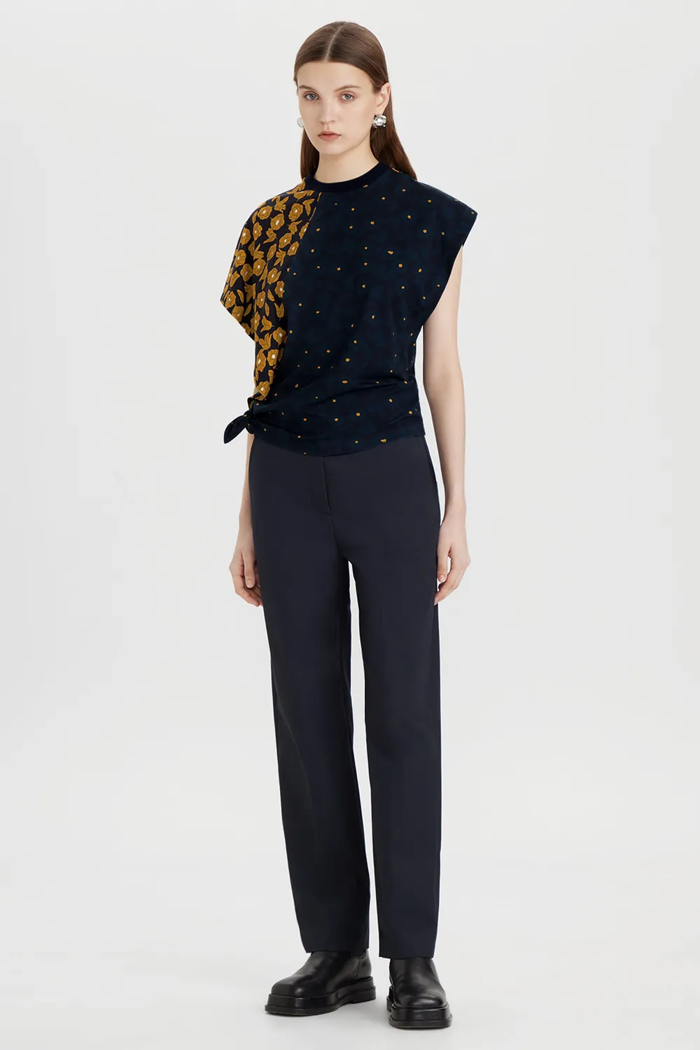 Ports Floral Print Knot top cotone giallo fantasia