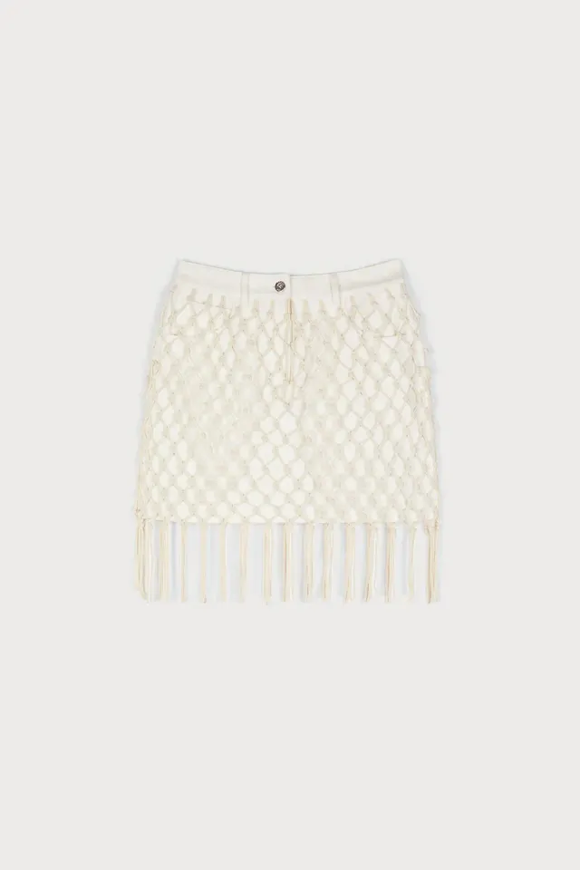 PORTS 1961 Weaving gonna denim bianca estiva
