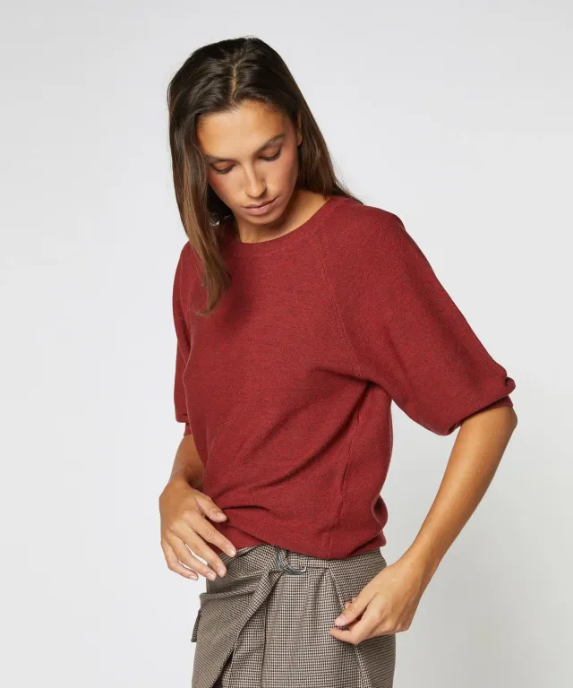 Rodier maglione merino maniche 3/4 rosso scuro