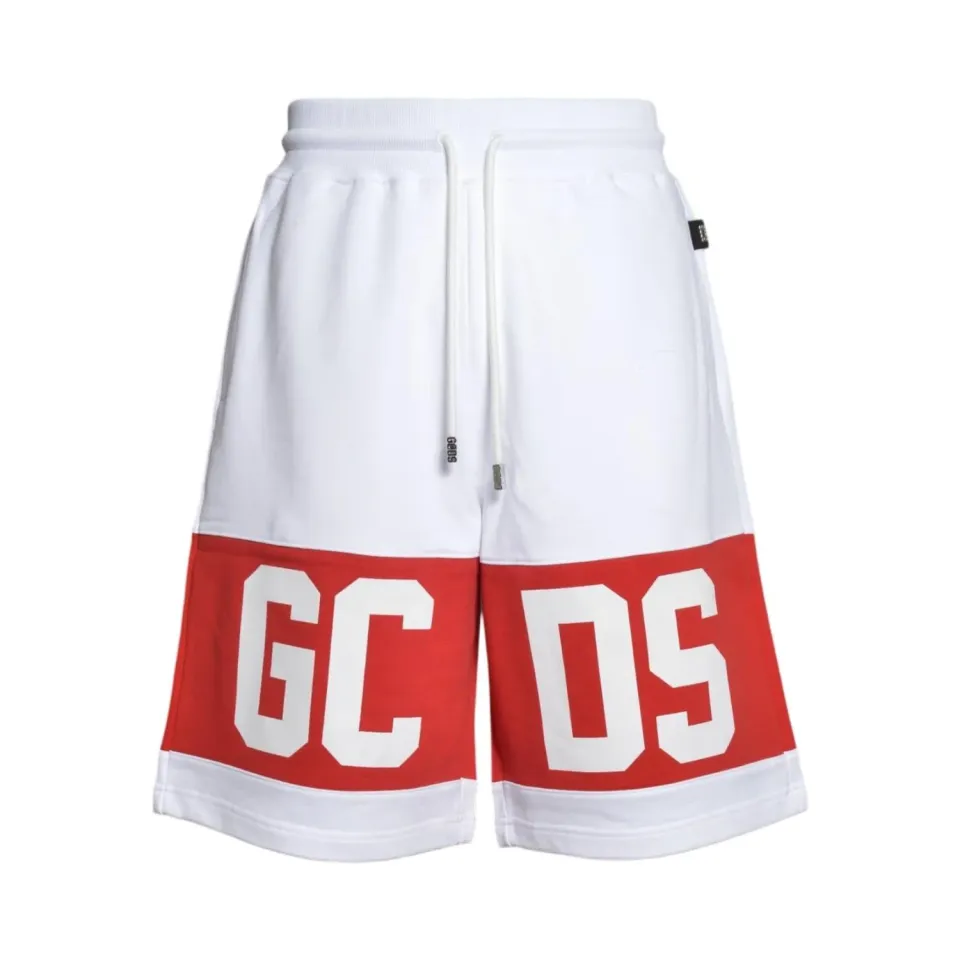 GCDS Z0MLQL228F004 bermuda bianco rosso