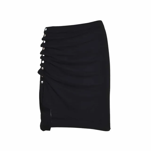 Rabanne 21AJJU226VI0293 minigonna nera viscosa bottoni