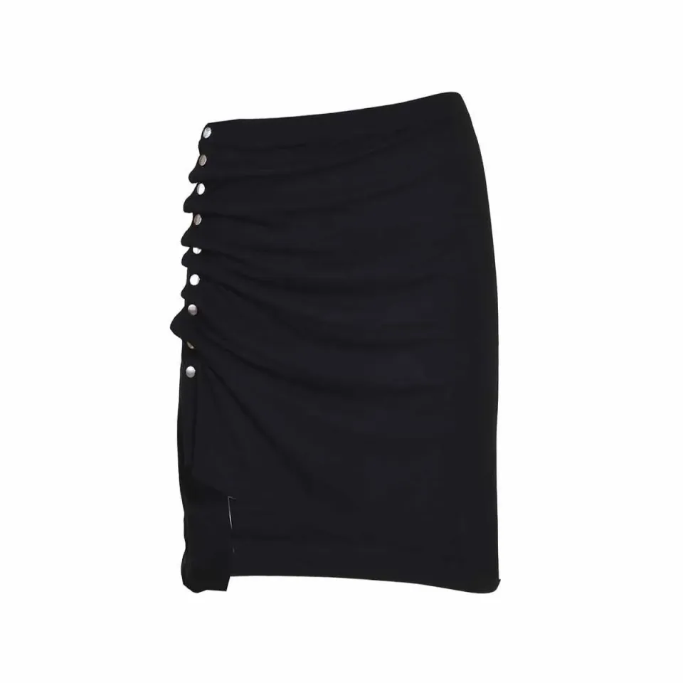 Rabanne 21AJJU226VI0293 minigonna nera viscosa bottoni
