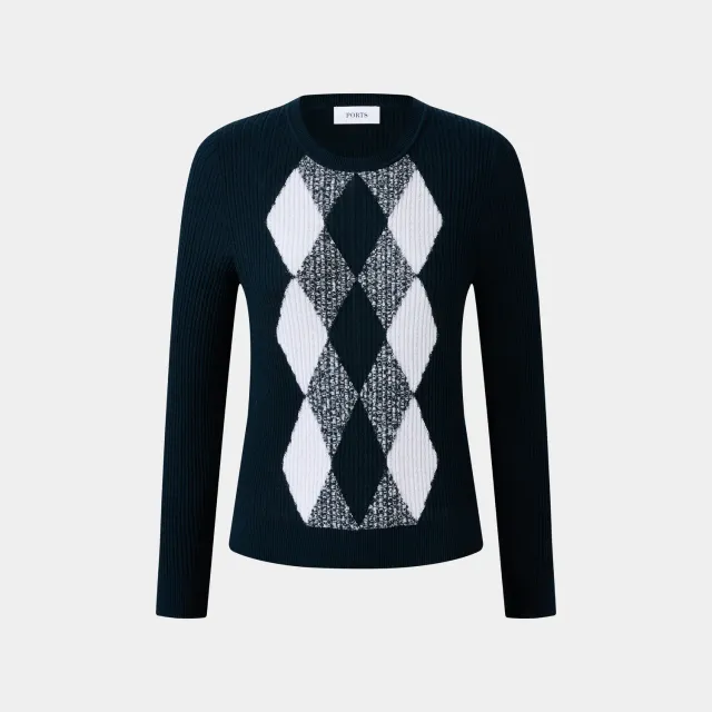 PORTS Classic Argyle maglione rombi verde M