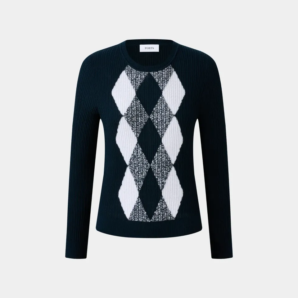 PORTS Classic Argyle maglione rombi verde M