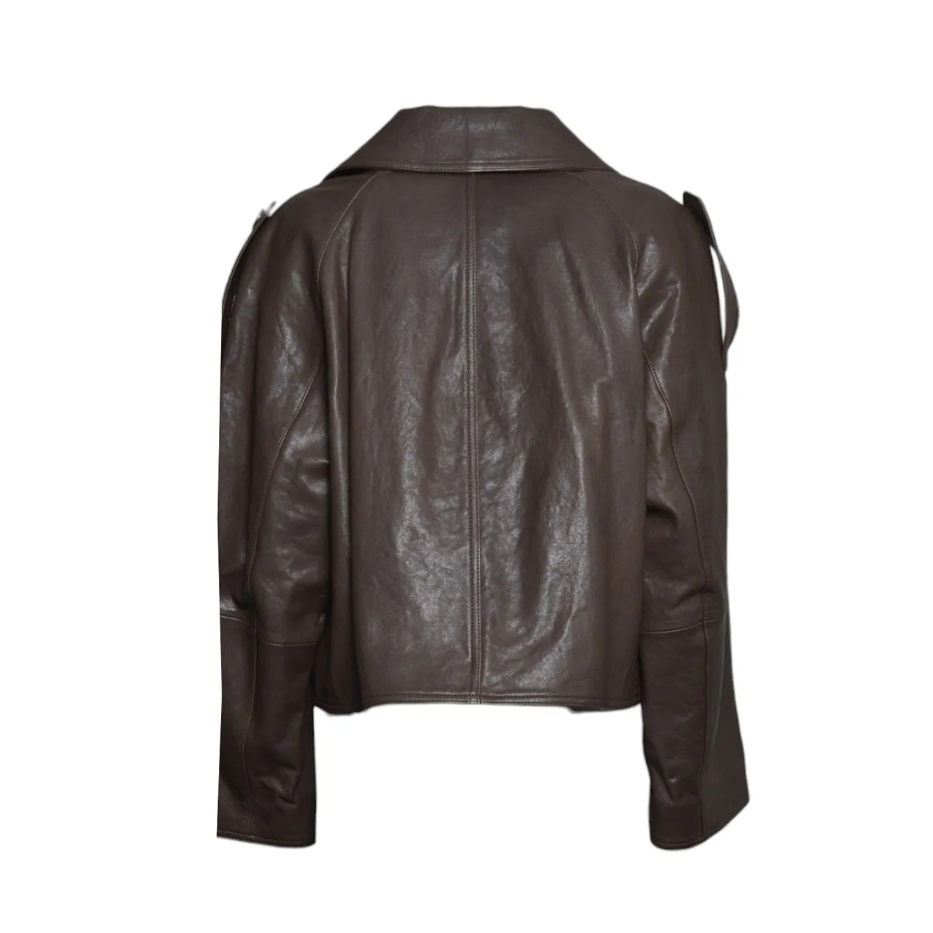 Weekend Max Mara Felino giacca in pelle donna marrone cioccolato