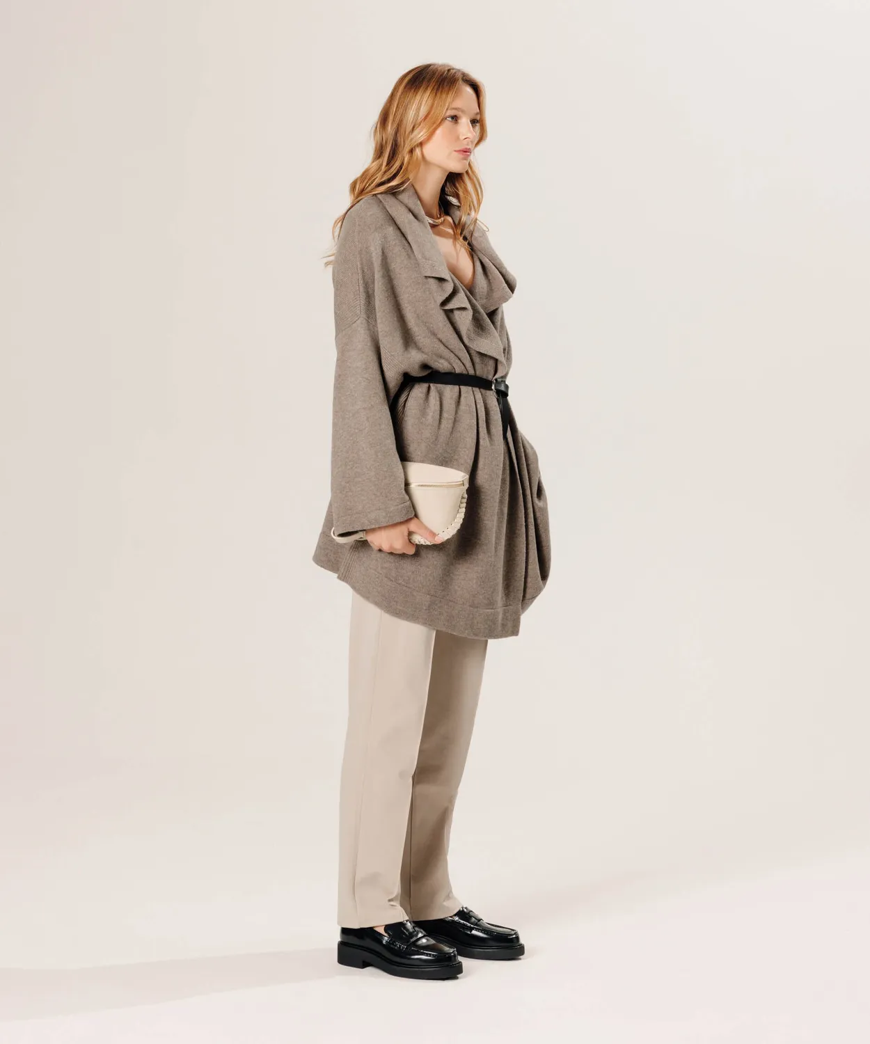 Rodier cappotto lungo lana merino tortora
