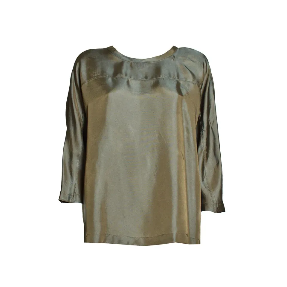 Aspesi 5638P101 blusa verde militare viscosa canotta taglia 40