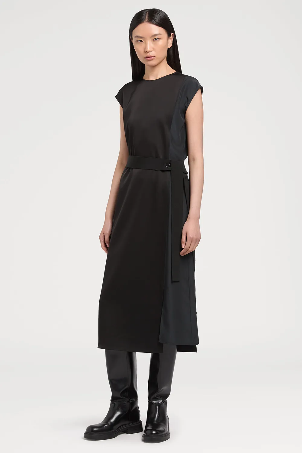 PORTS Everyday Black abito nero pieghe laterali