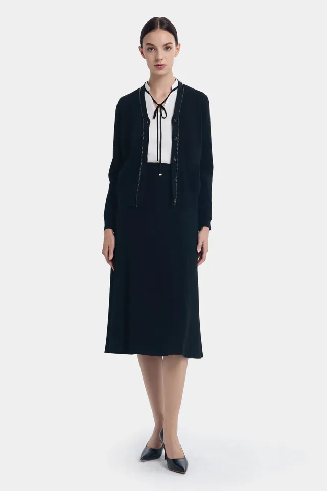 Ports LT9K040NKW008 cardigan nero lana catena