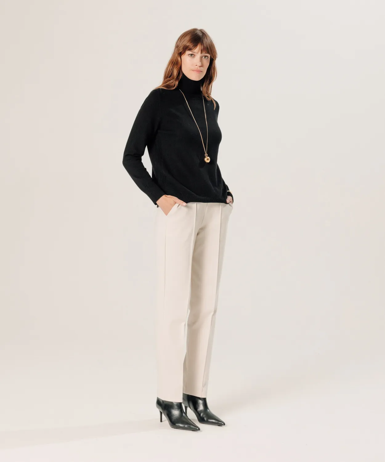 Rodier Maglione Dolcevita Cashmere 2 Fili Nero