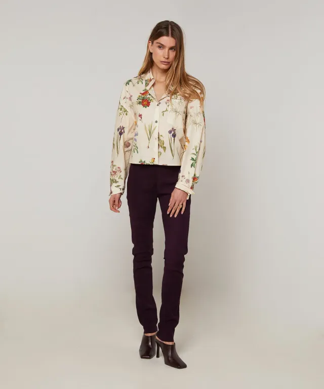 Rodier Leggings in pelle agnello viola scuro