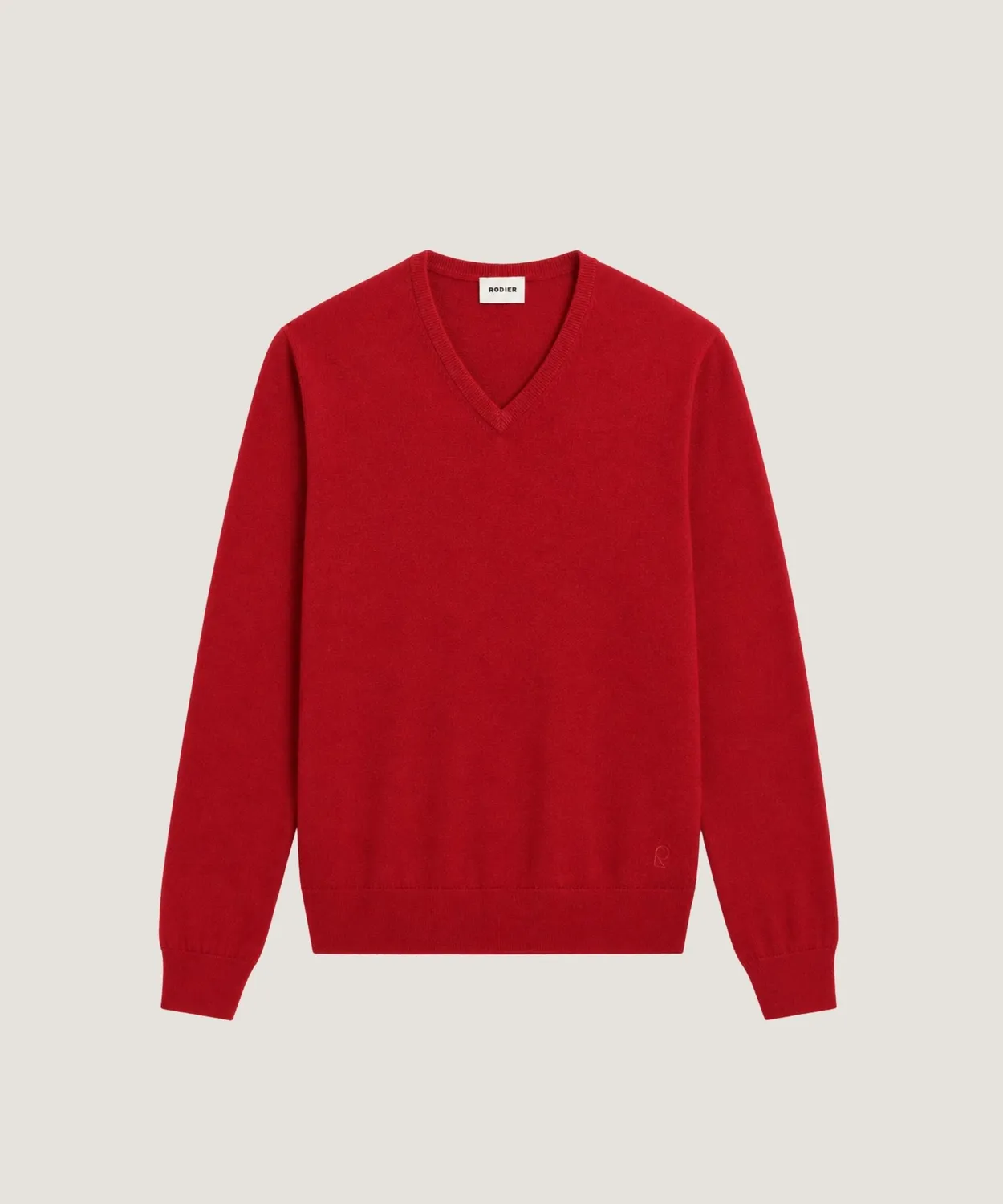 Rodier Maglione Scollo a V Lana Merino Rosso Uomo