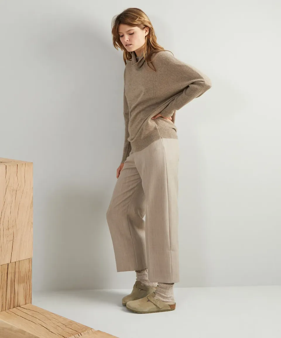 Rodier Maglione Cashmere 4 Fili Donna Tortora Oversize