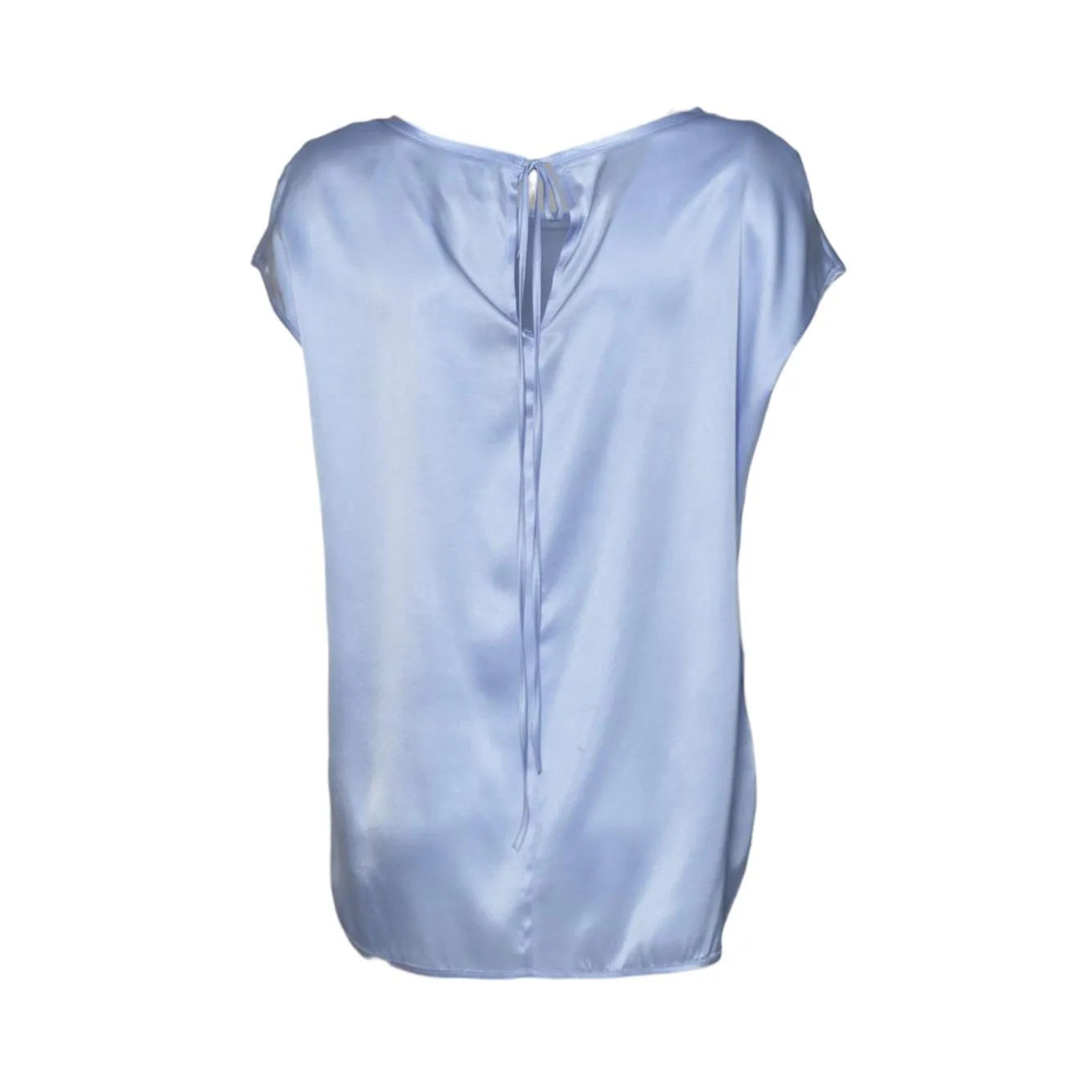 Solotre M1D0127 top raso azzurro seta scollo schiena