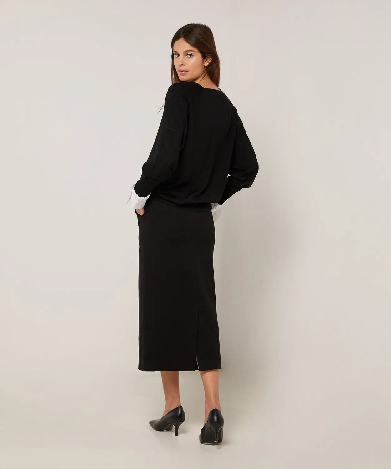 Rodier maglione oversize scollo a V lana nero