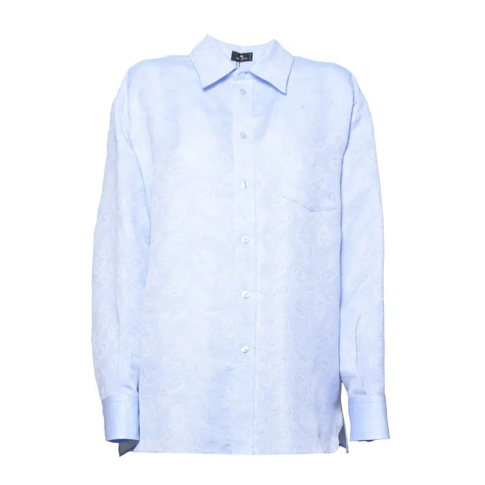 Etro WRIA008299TJEJ1 camicia azzurra 42 lino cotone