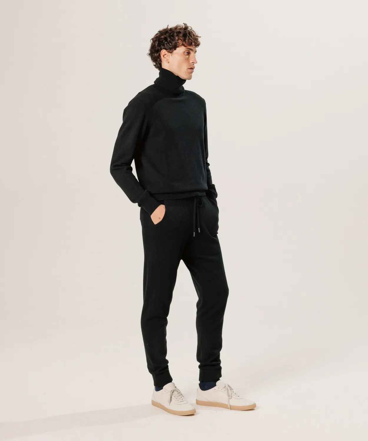Rodier Pullover dolcevita cashmere nero uomo 2 fili