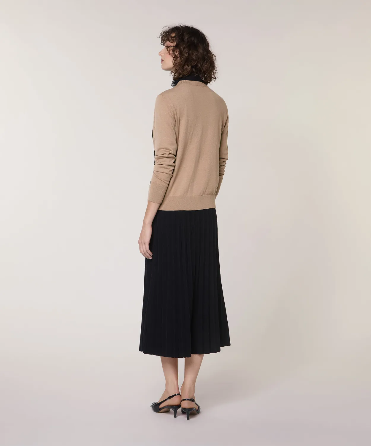 Rodier cardigan jacquard rombi maglia fine marrone moka