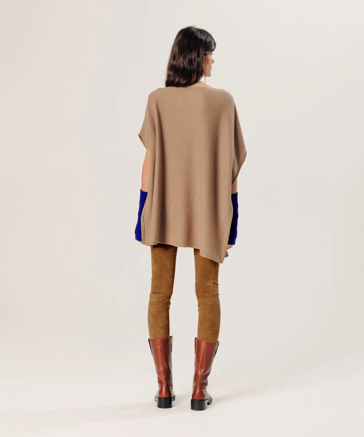Rodier Poncho Cashmere Donna Cammello 100% Cashmere