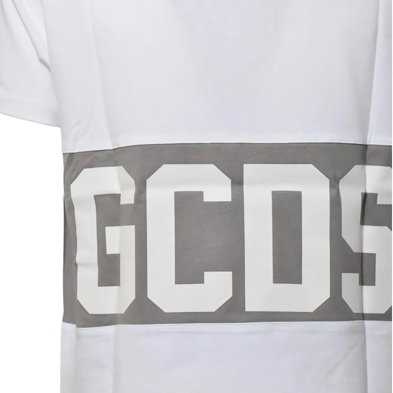 GCDS B1XM2314JA3 t-shirt cotone bianca logo banda