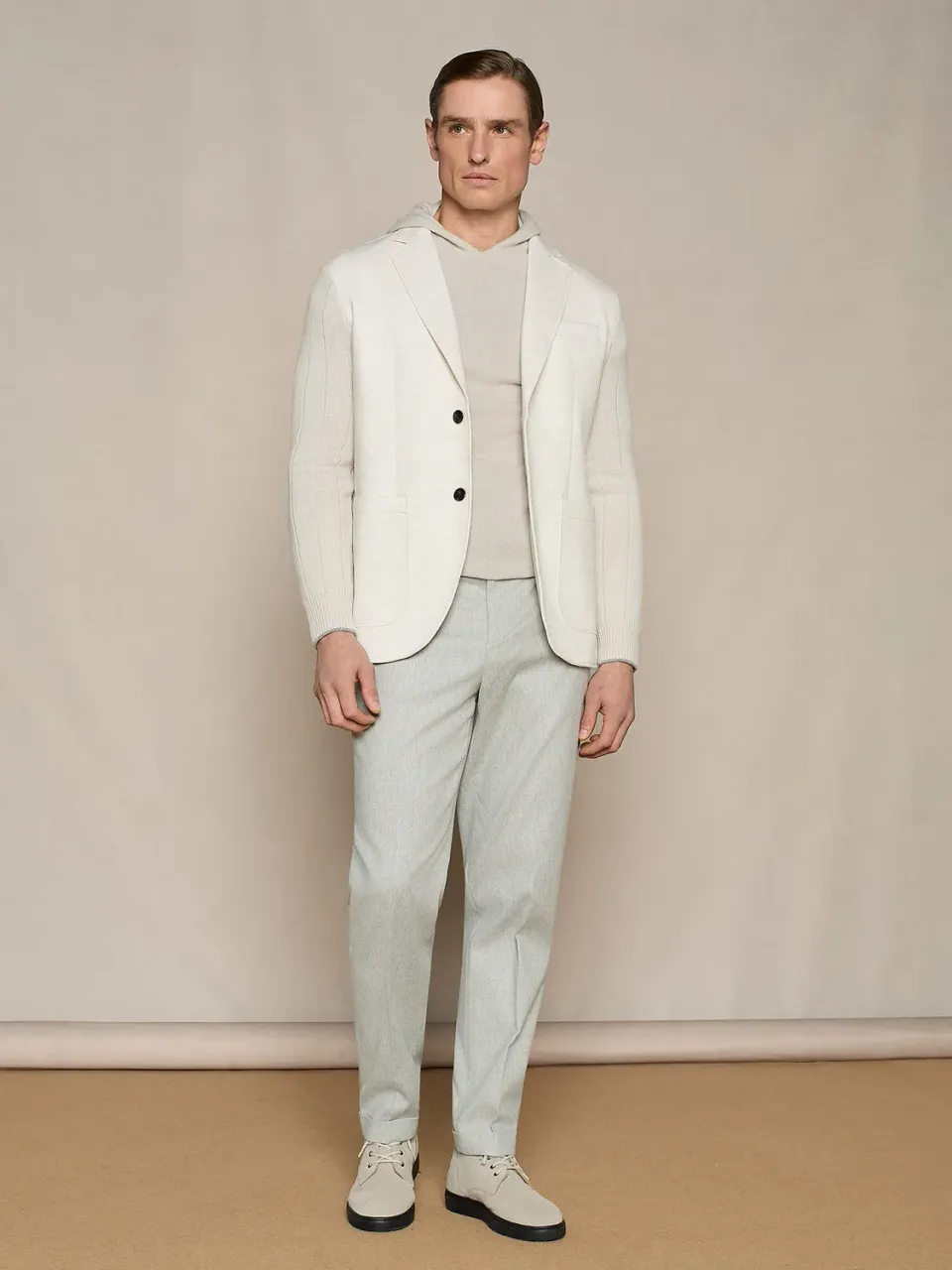 Paul Taylor pantalone flanella grigio wide fit coulisse