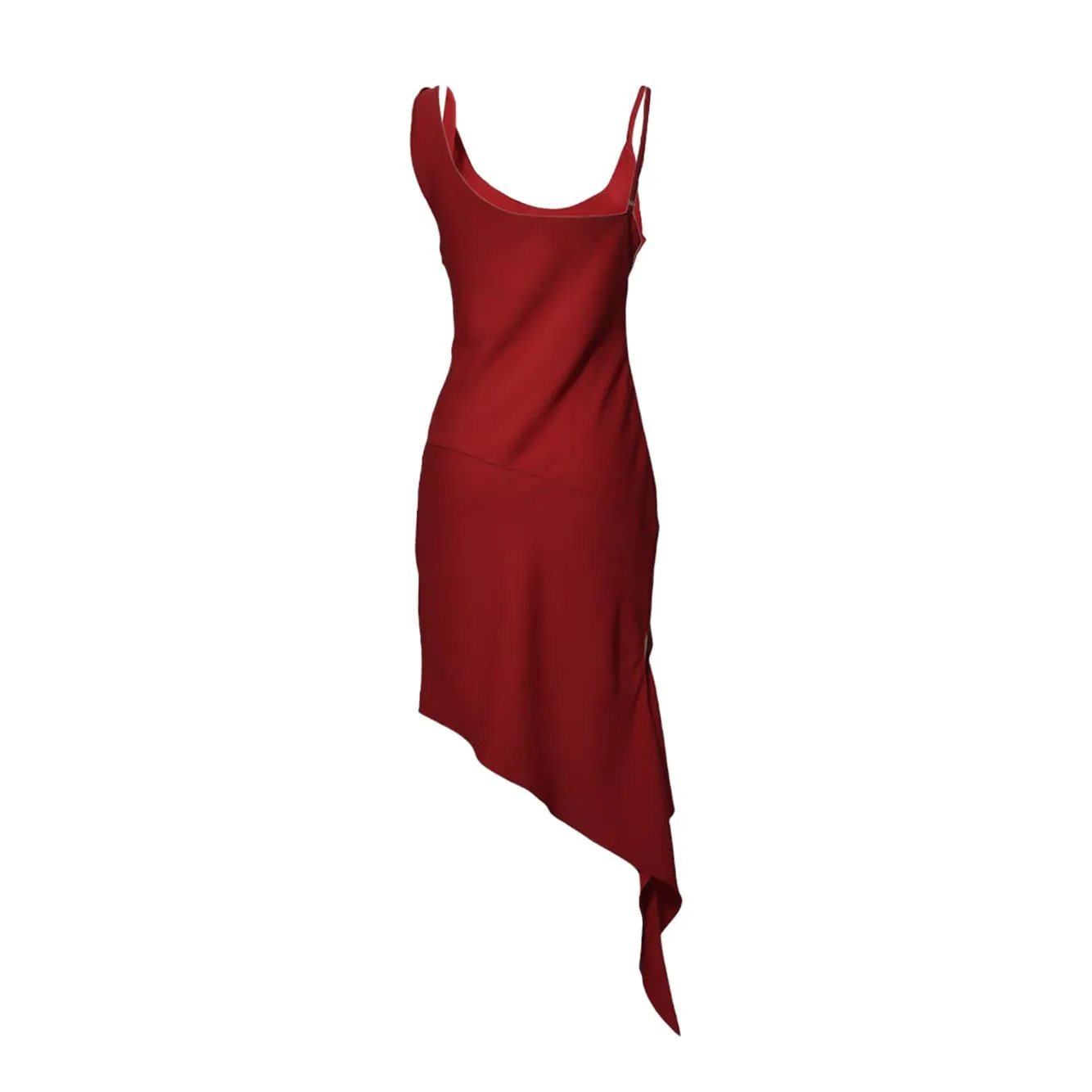 Courrèges 125CRO538PL0147 abito rosso scarf crepe